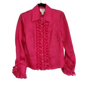 Talbots Red Silk Blouse size 10 Festive Feminine  Chic Old Money Aesthetic